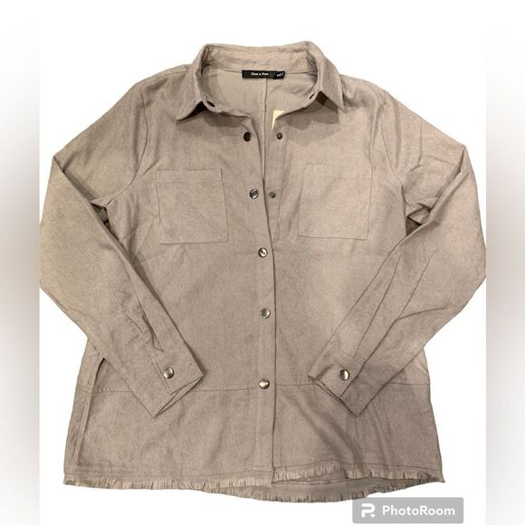 Doe + Rae Anthropologie NWT lightweight shacket.  Size: S. Factory distressed - Picture 1 of 7